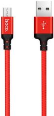 Hoco X14 podatkovni kabel, Micro USB na USB, 1 m, 2,1 A, pleten, crveni