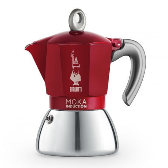 Bialetti Moka Induction aparat za kavu, crvena, 6 šalica