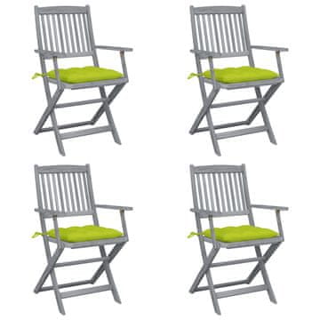 Vidaxl Sklopive vrtne stolice s jastucima 4 kom masivno bagremovo drvo