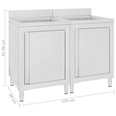 Vidaxl Komercijalni kuhinjski ormarići za sudoper 2 kom čelični