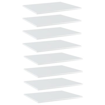 Vidaxl Police za knjige 8 kom visoki sjaj bijele 60x50x1,5 cm iverica