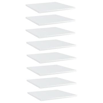 Vidaxl Police za knjige 8 kom visoki sjaj bijele 40x40x1,5 cm drvene