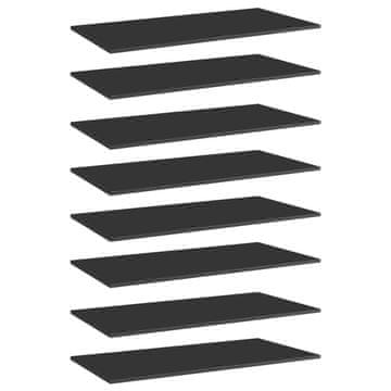 Vidaxl Police za knjige 8 kom visoki sjaj crne 80x30x1,5 cm od iverice