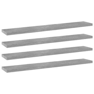 Vidaxl Police za knjige, 4 kom, betonsko sive, 60 x 10 x 1,5 cm, ploča