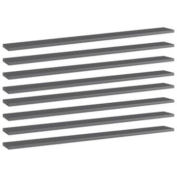 Vidaxl Police za knjige 8 kom visoki sjaj sive 100x10x1,5 cm iverica