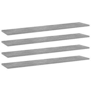 Vidaxl Police za knjige, 4 kom, betonsko sive, 100 x 20 x 1,5 cm, ploča