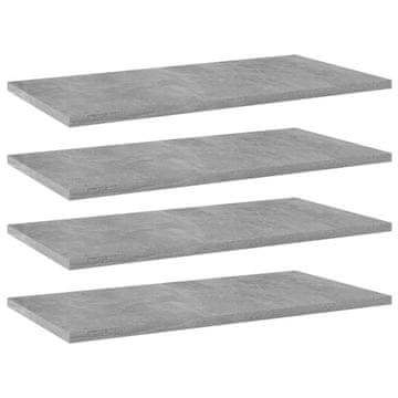 Vidaxl Police za knjige, 4 kom, betonsko sive, 60x30x1,5 cm, ploča
