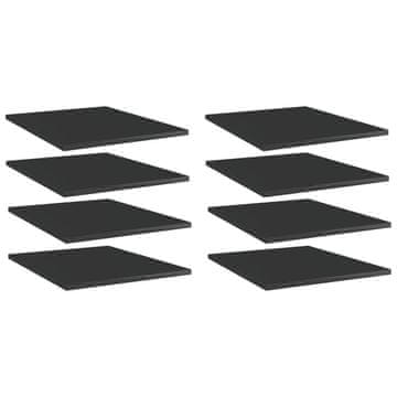 Vidaxl Police za knjige 8 kom visoki sjaj crne 40 x 50 x 1,5 cm drvene