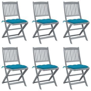 Vidaxl Sklopive vrtne stolice s jastucima 6 kom masivno bagremovo drvo