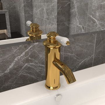 Vidaxl Slavina za umivaonik, zlatna, 130 x 180 mm