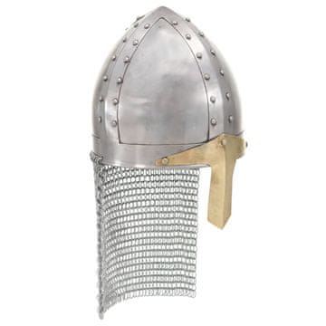 Vidaxl Replika antičke križarske kacige, LARP, srebrni čelik