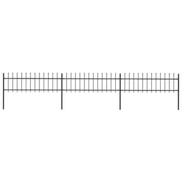 Vidaxl Vrtna ograda s vrhom koplja Čelik 537x60 cm Crna