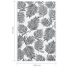 Vidaxl Vanjski tepih, bijela i crna, 160x230 cm, PP