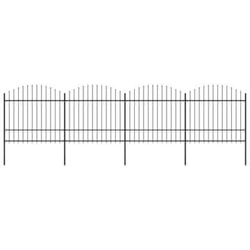 Vidaxl Vrtna ograda s vrhom koplja Čelik 714,5 x 175 cm Crna