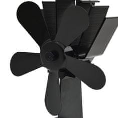 Vidaxl Ventilator za kamin na toplinski pogon, 5 lopatica, crni