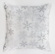QUENTIN Jastuk sa snježnim pahuljama, bijeli, 45 x 45 cm