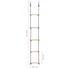 Vidaxl Ljestve s 5 prečki 210 cm od masivne borovine