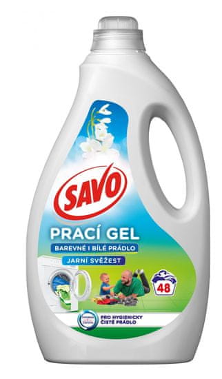 Savo Spring Freshness Gel za pranje šarenog i bijelog rublja, 48 doza