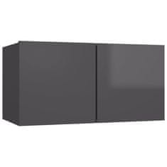 Vidaxl Viseći TV ormarići 3 kom visoki sjaj sivi 60 x 30 x 30 cm