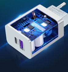 En-TRON USB + Type-C brzi zidni punjač, 100-240V, QC3.0/SCP + PD 20W, bijela
