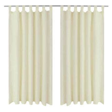 Vidaxl Mikro-satenska zavjesa s trakama 2 kom krem boje 140 x 245 cm