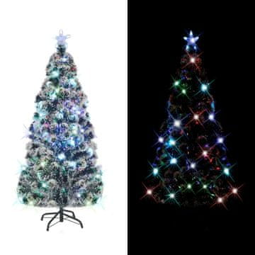 Vidaxl Umjetno božićno drvce s LED diodama i postoljem 210 cm, optičko vlakno