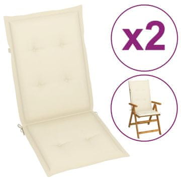 Vidaxl Jastuci za vrtne stolice, 2 kom, krem, 120x50x3 cm