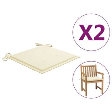 Vidaxl Jastuci za vrtne stolice, 2 kom, krem, 50x50x3 cm