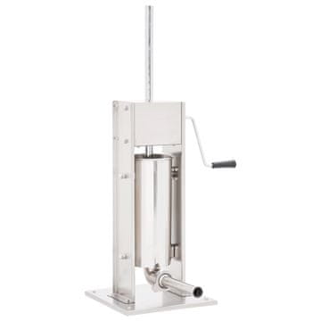 Vidaxl Ručna punilica za kobasice srebrna 5 L od nehrđajućeg čelika