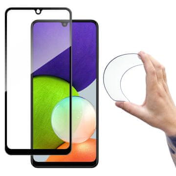 WOZINSKY Kaljeno staklo s okvirom za Samsung Galaxy A22 4G Full Cover Flexi Nano ekran, crno
