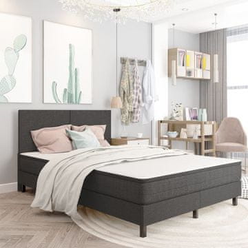 Vidaxl Krevet s oprugom, sivi, tapecirani, 140x200 cm