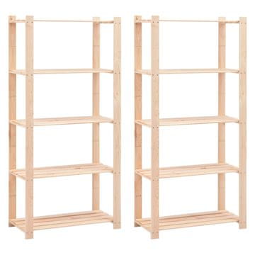 Vidaxl Stalci za pohranu s 5 razina 2 kom 80x38x170 cm borovina 250 kg