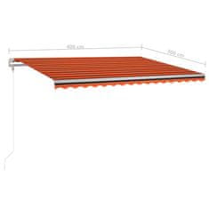 Vidaxl Tenda na ručno uvlačenje LED 400 x 300 cm narančasto-smeđa