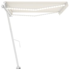 Vidaxl Tenda na ručno uvlačenje s LED svjetlima 400 x 300 cm krem