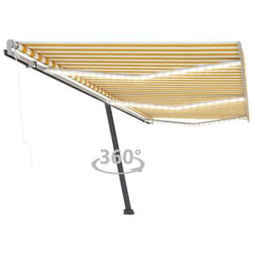 Vidaxl Automatska tenda sa senzorom LED 600 x 300 cm žuto-bijela