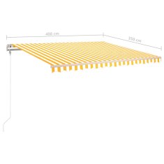 Vidaxl Tenda na ručno uvlačenje s LED svjetlima 400x350 cm žuto-bijela