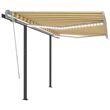 Vidaxl Tenda na ručno uvlačenje s LED svjetlima 3 x 2,5 m žuto-bijela