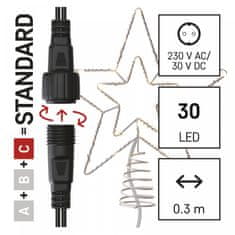 EMOS LED povezana božična zvijezda, 28,5 cm, vanjska/unutarnja, toplo bijela