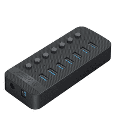 Orico CT2U3-7AB USB hub sa 7 ulaza, USB 3.0, s prekidačima, vanjsko napajanje, crni (CT2U3-7AB-EU-BK-BP)