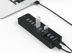 Orico P10-U3 USB hub s 10 ulaza, USB 3.0, vanjsko napajanje, crno (P10-U3-V1-EU-BK-BP)