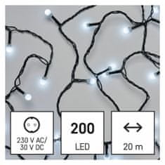 EMOS lampice s timerom, 200 LED – kuglice, 20 m, hladna bijela