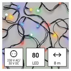 EMOS lampice s timerom, 80 LED – kuglice, 8 + 5 m, višebojne