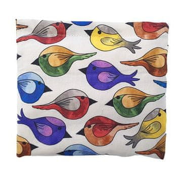 Torf Jastuk od pšeničnog zrna, bijeli sa šarenim pticama, 18 x 19 cm