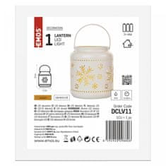 EMOS LED dekoracija svijeća (lanterna) sa pahuljama, metalna, bijela, 14 cm, 3x AAA, unutarnja, vintage