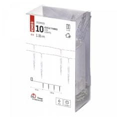 EMOS LED božićne ledene svijeće, 10x, 1,35 m, 2x AA, unutarnje, hladno bijela, timer