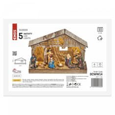 EMOS LED božićne jaslice, drvene, 19 cm, 3x AA, unutarnje, hladno bijela, timer