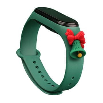 HURTEL Hurtel božićna narukvica za Xiaomi Mi Band 3/4, tamno zelena, zvončić