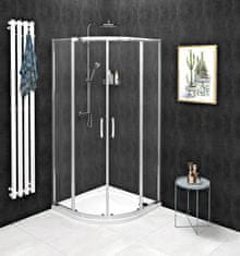 Gelco Četvrtkružna tuš stijena SIGMA SIMPLY 90x90 cm, polirani aluminij, prozirno staklo