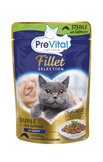 PreVital hrana za sterilizirane mačke, losos u umaku, 28 x 85 g