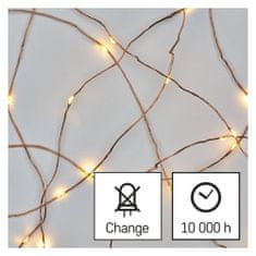 EMOS LED božićni nano lanac, bakar, 10 m, vanjski i unutarnji, toplo bijeli, timer